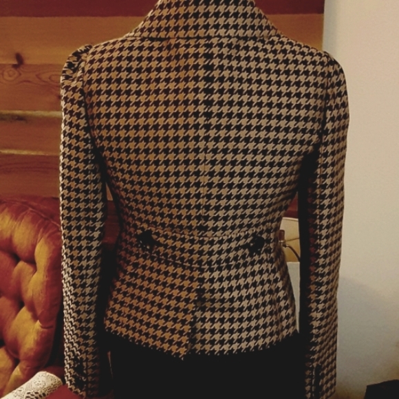 FINAL lvg 8/15 Nine West Suit Double Breasted short Houndstooth knit Jacket Sz 4 - Picture 5 of 10